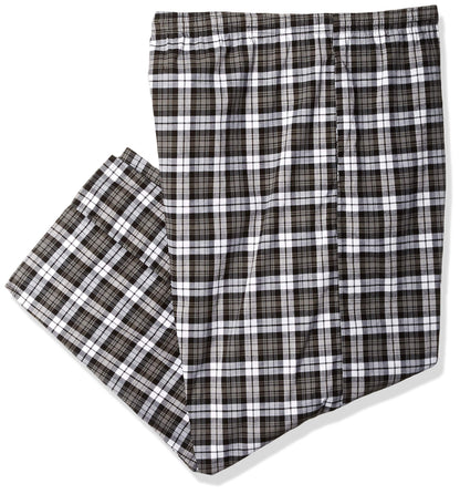 Hanes Men's Woven Pajama Pant, Black Plaid, 2X-Large