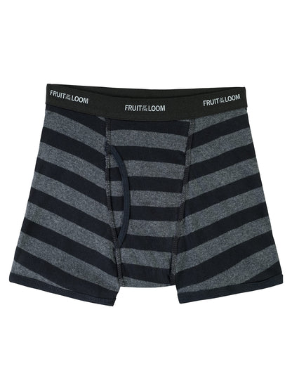 Fruit of the Loom boys Tag Free Cotton Boxer Briefs, Boy - 168 Pack Traditional Fly Stripes, Medium US