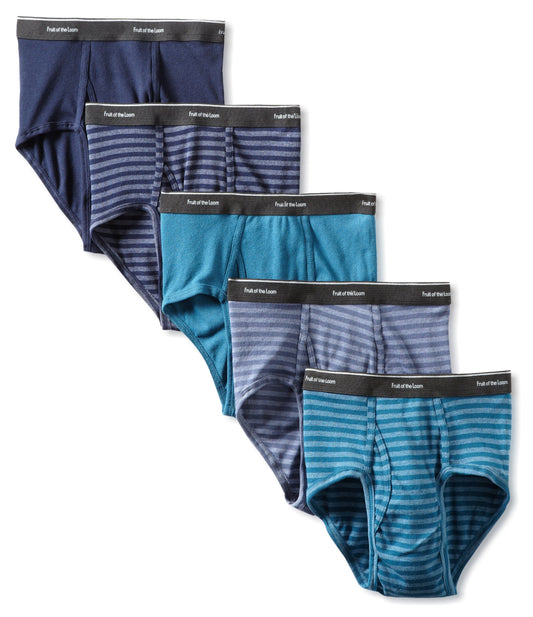Fruit of the Loom Men's Stripe Solid Brief - Colors May Vary, Assorted, Large(Pack of 5)