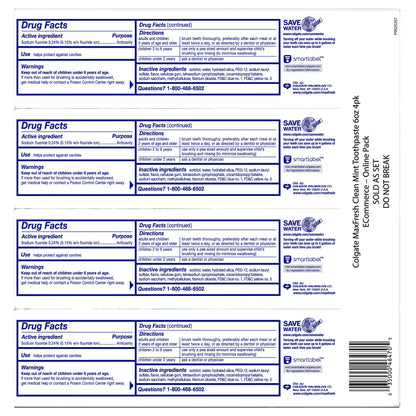 Colgate Max Fresh Whitening Toothpaste with Breath Strips, Clean Mint, 6 Ounce Tube, 4 Pack
