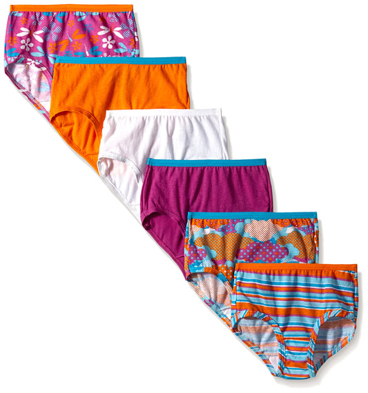 Fruit of the Loom Little Girls' Girls' Wardrobe Cotton Brief ,Multi,4(Pack of 6)