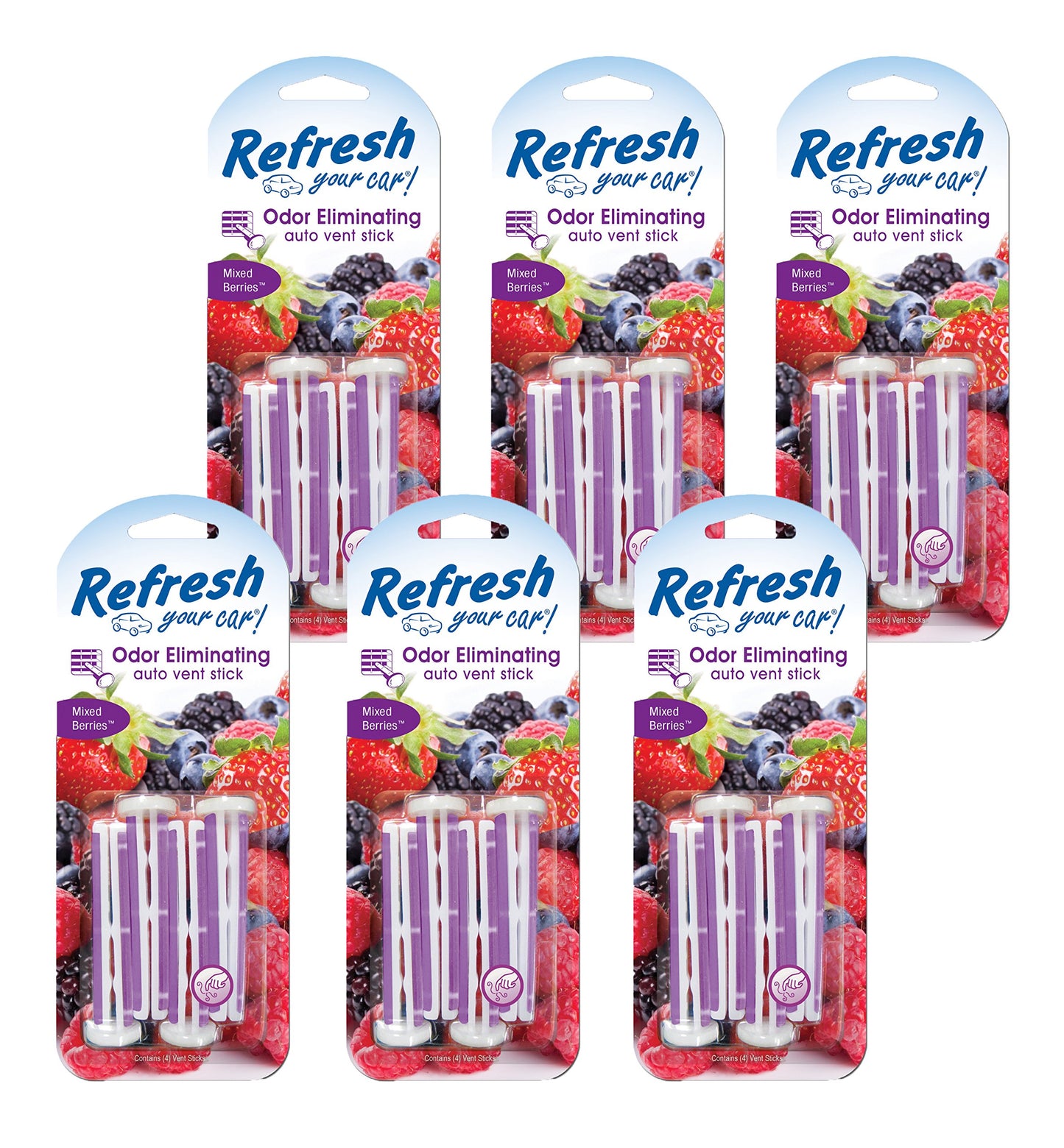 Refresh Your Car! 86539 Mixed Berries Auto Vent Stick, 6 Pack, (4 Per Pack)