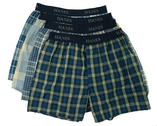 Hanes Ultimate Men's 4-Pack Platinum Yarn-Dye Boxer, Assorted, X-Large