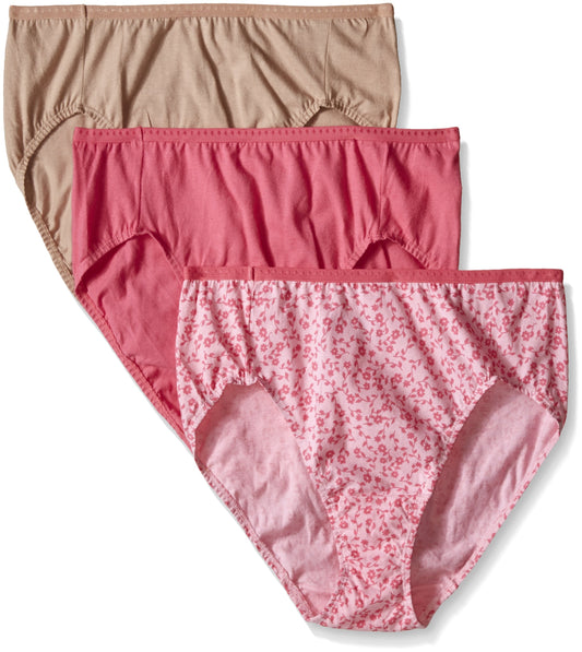 Fruit Of The Loom Ladies' Cotton Hi Cut Panties Multi 3 Pack (D22501) 10/Assorted
