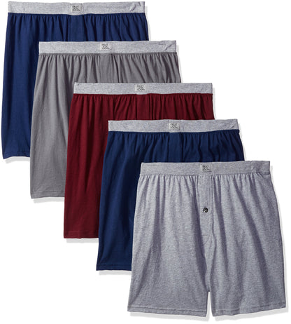 Fruit of the Loom Men's Big Soft Stretch-Knit Boxer (Pack of 5) (Exposed Fashion-Waistband, X-Large)
