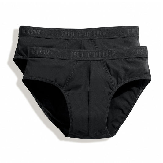 Fruit of the Loom Mens Classic Sport Briefs (Pack Of 2) (S) (Black)