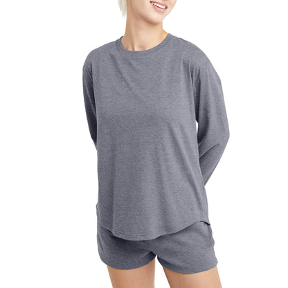Hanes Comfortblend Originals Tri-Blend Long-Sleeve T-Shirt, Crewneck Tee for Women, Relaxed Fit, Plus Sizes, ECO White