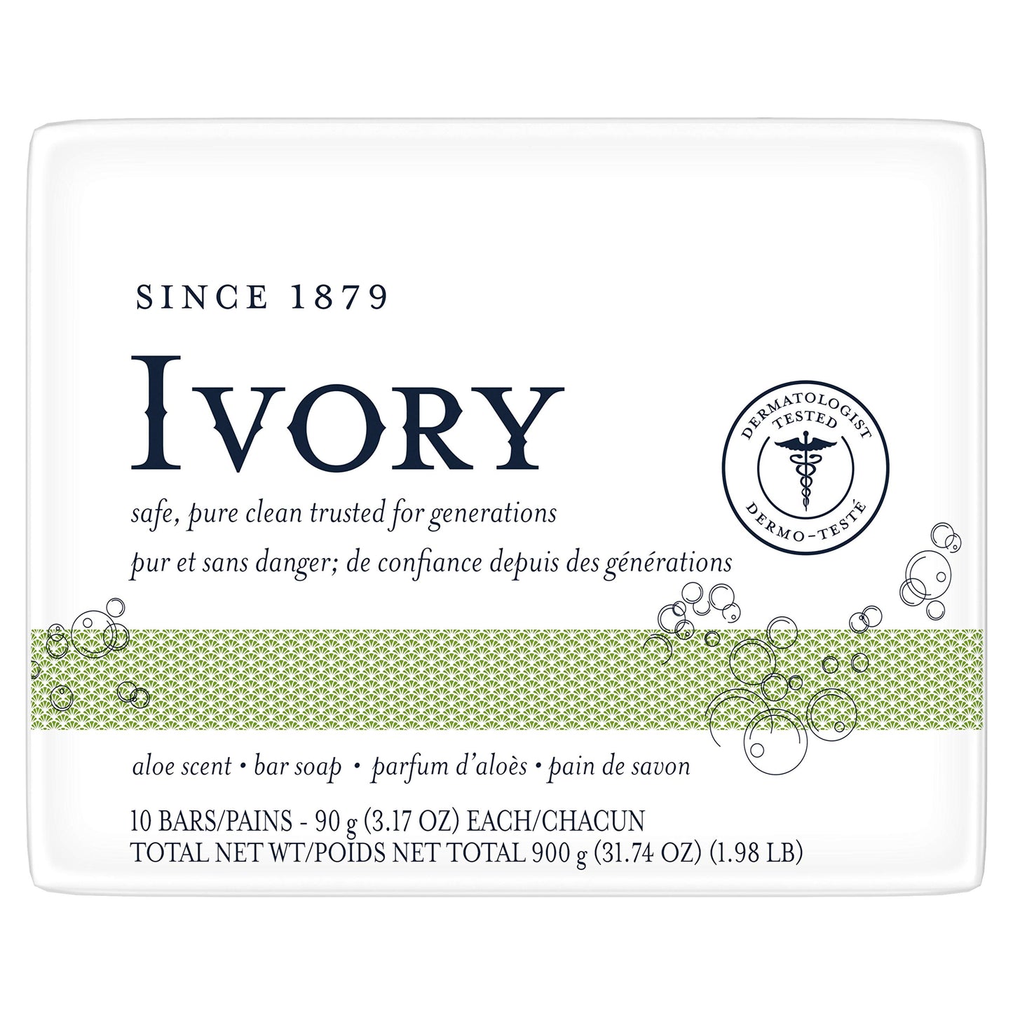 Ivory Bar Soap Aloe Scent, 3.17 Ounce (Pack of 10)
