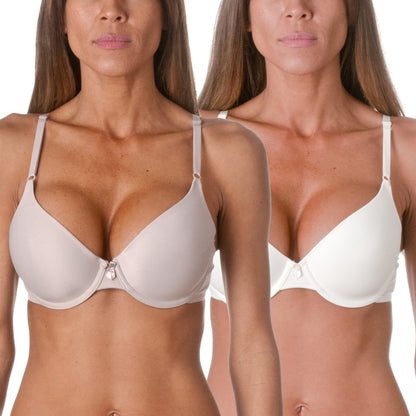 Maidenform Women's Fab Fit T-Shirt Bras (2 Pack), Latte Lift/ Black, Size 38C