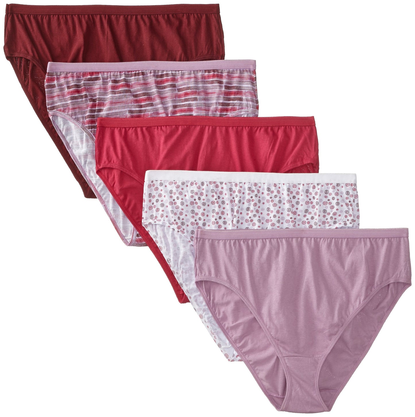 Just My Size Women's 5 Pack Cotton Hi Cut Assorted Panty, 12