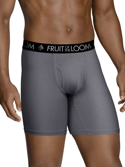 Fruit of the Loom Men's Micro Mesh Boxer Briefs, Red/Navy/Black, X-Large