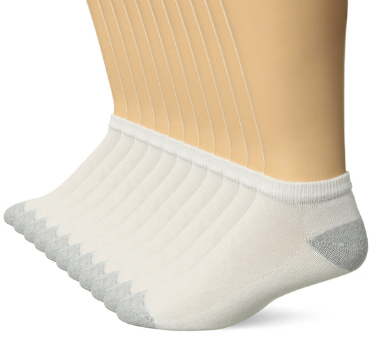 Hanes Ultimate Men's 11-Pack FreshIQ Low-Cut Socks (1 Free Bonus Pair), white, 10-13 (Shoe Size: 6-12)