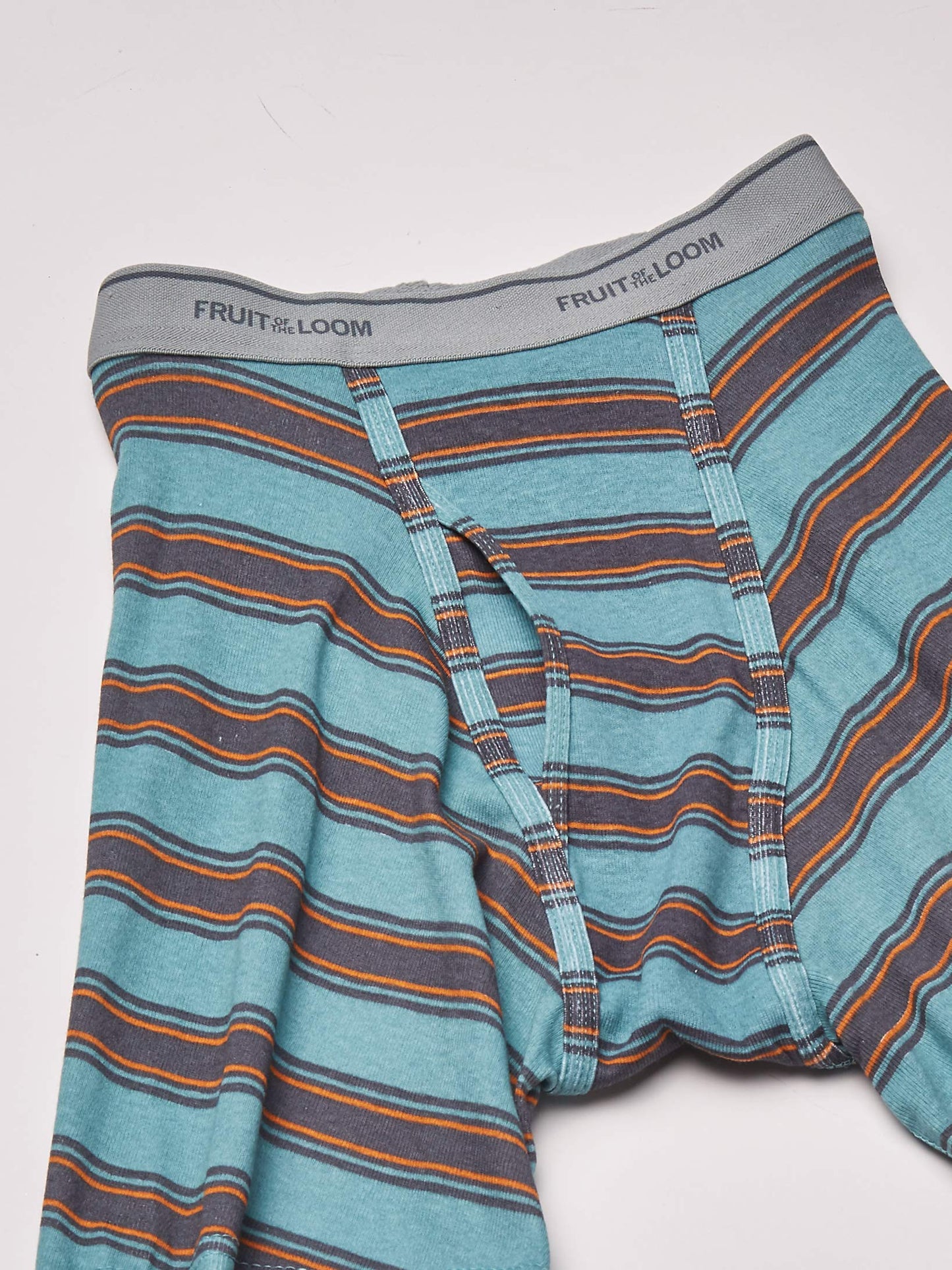 Fruit of the Loom Men's No Ride Up Boxer Brief, Stripe/Solid - Traditional Fly, Large
