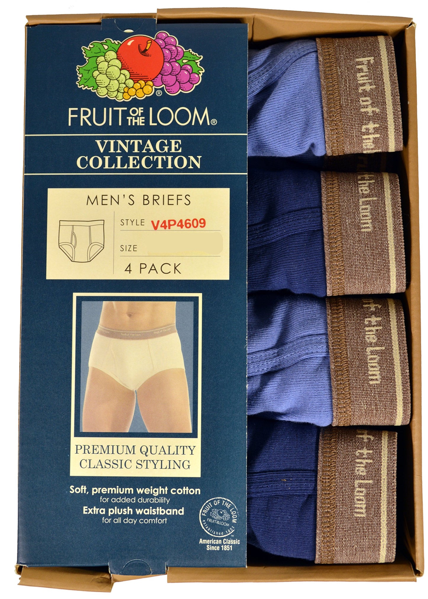 Fruit of the Loom Mens 4 Briefs Vintage Collection (XL)