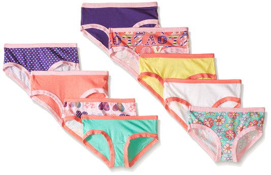Fruit of the Loom Girls' Hipster, Assorted, 14(Pack of 9)