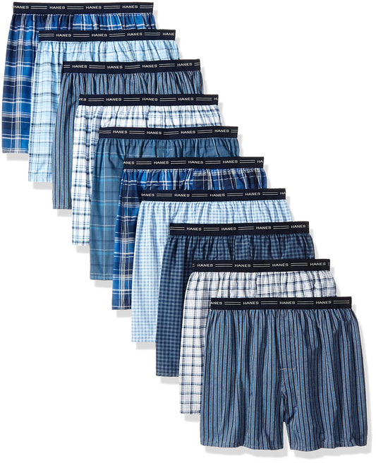 Hanes Men's Tagless Boxer with Exposed Waistband - Multipack, Assorted 10-Pack, 2X Large