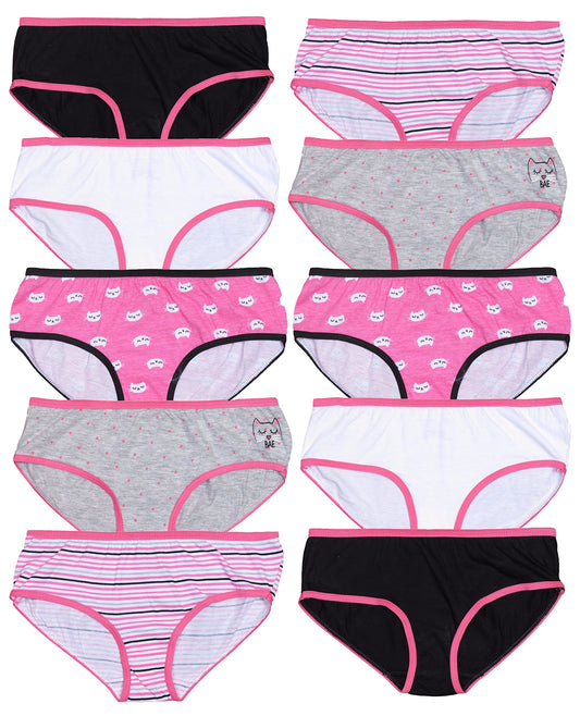 Only Girls Hipster Underwear 10 Pack, Cat, 4'