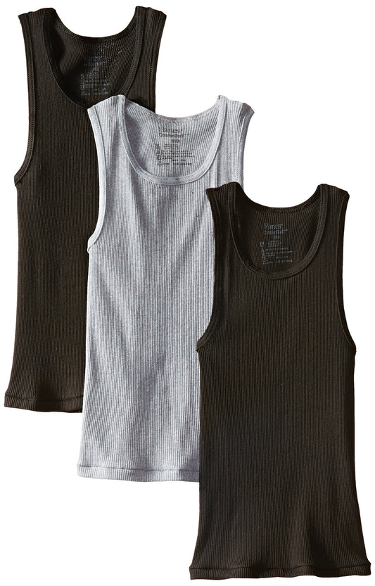 Hanes 43935787943 BU392C Boys Ultimate ComfortSoft Dyed Tank Undershirt, Assorted - Large - 3 Pack