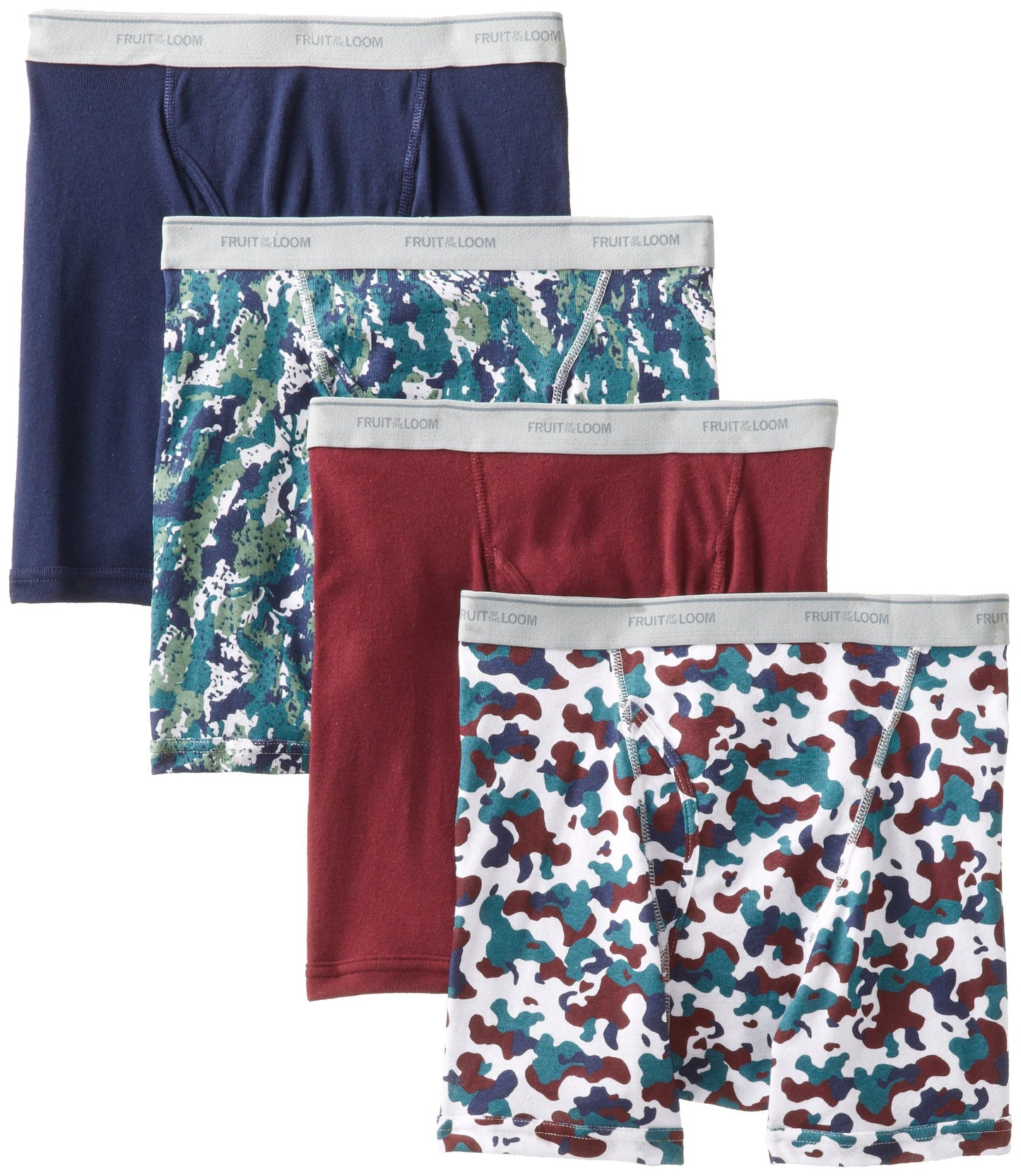 Fruit Of The Loom Mens Boxer Brief - Colors May Vary, Camo/Solid, X-Large(Pack of 4)