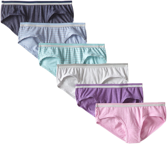 FOL Womens 6 Pack Hipster Panties, Wardrobe Heather, 9