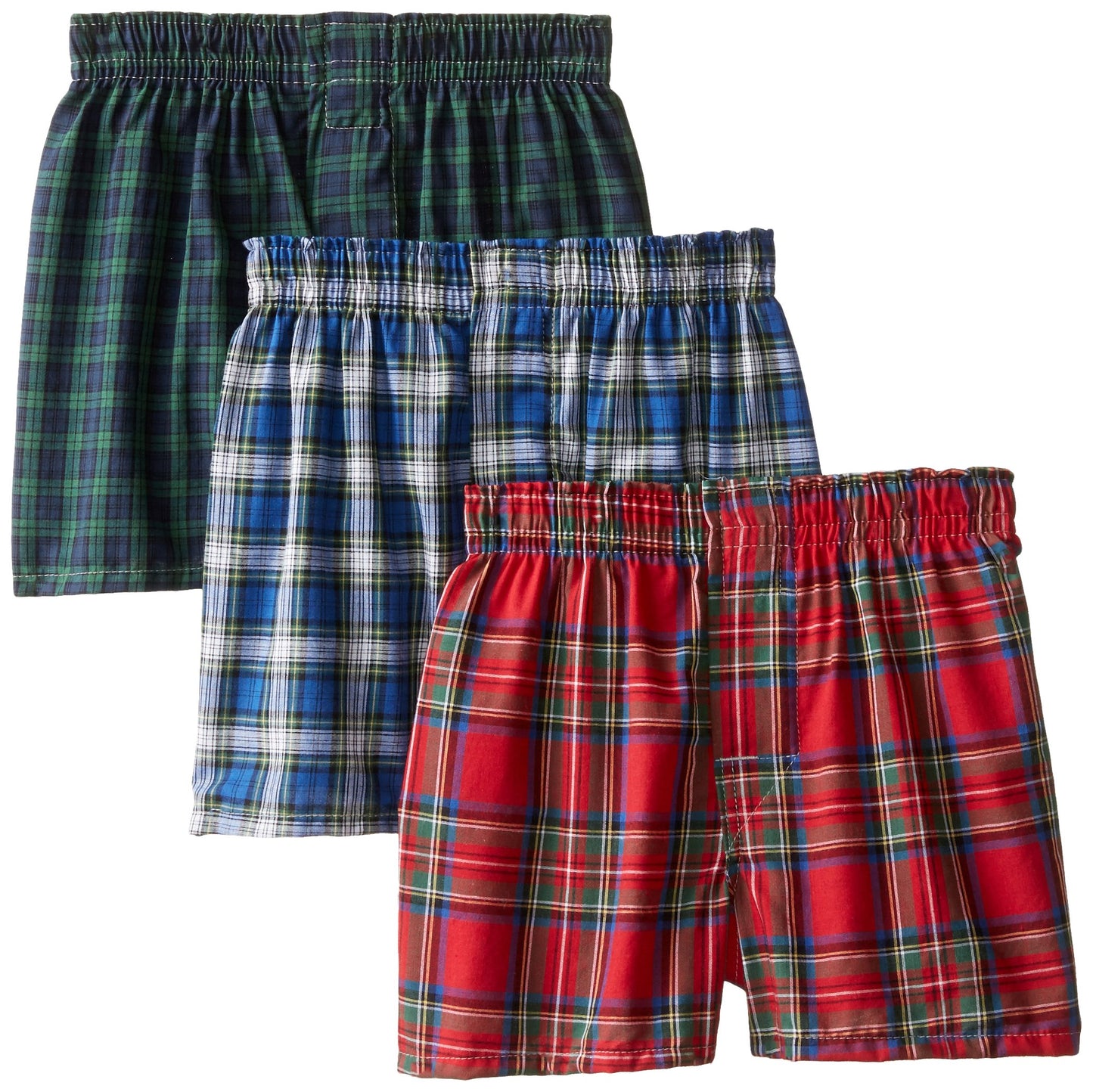 Hanes Big Boys' Woven Boxer, Assorted, Tartan Plaid, Small(Pack of 3)