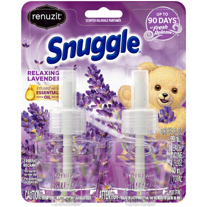 Renuzit Snuggle Scented Oil Refill for Plugin Air Fresheners, Relaxing Lavender, 1.34 fl. oz. (Pack of 2) - 4 Total Refills