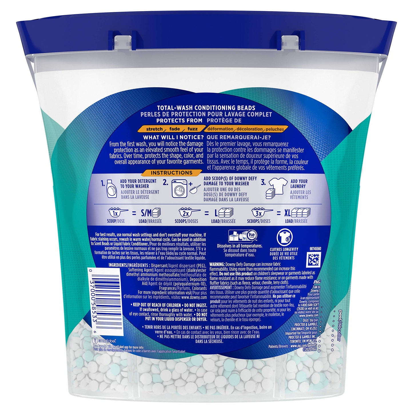 Downy Defy Damage Total-wash Fabric Conditioning Beads, Fabric Softener, Fresh, 22.9 Ounce