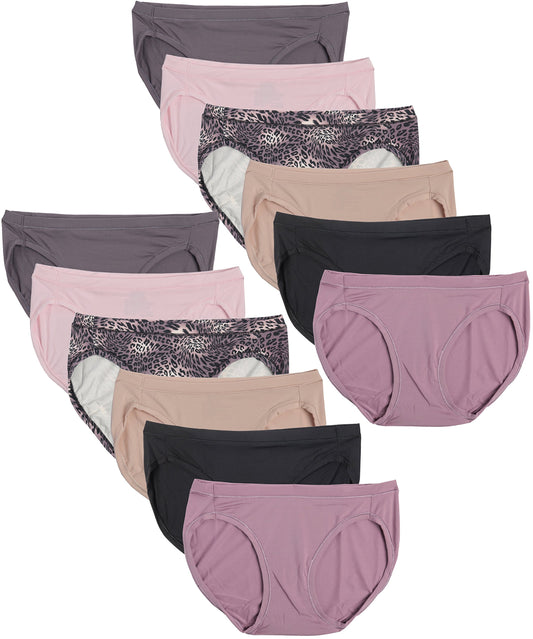 Hanes Premium Microfiber Bikini Briefs Panties Women Tagless No Lines 12 Pack, Assorted, S
