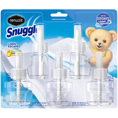 Renuzit Snuggle Scented Oil Refill for Plugin Air Fresheners, Linen Escape, 0.67 Fl Oz (Pack of 5)