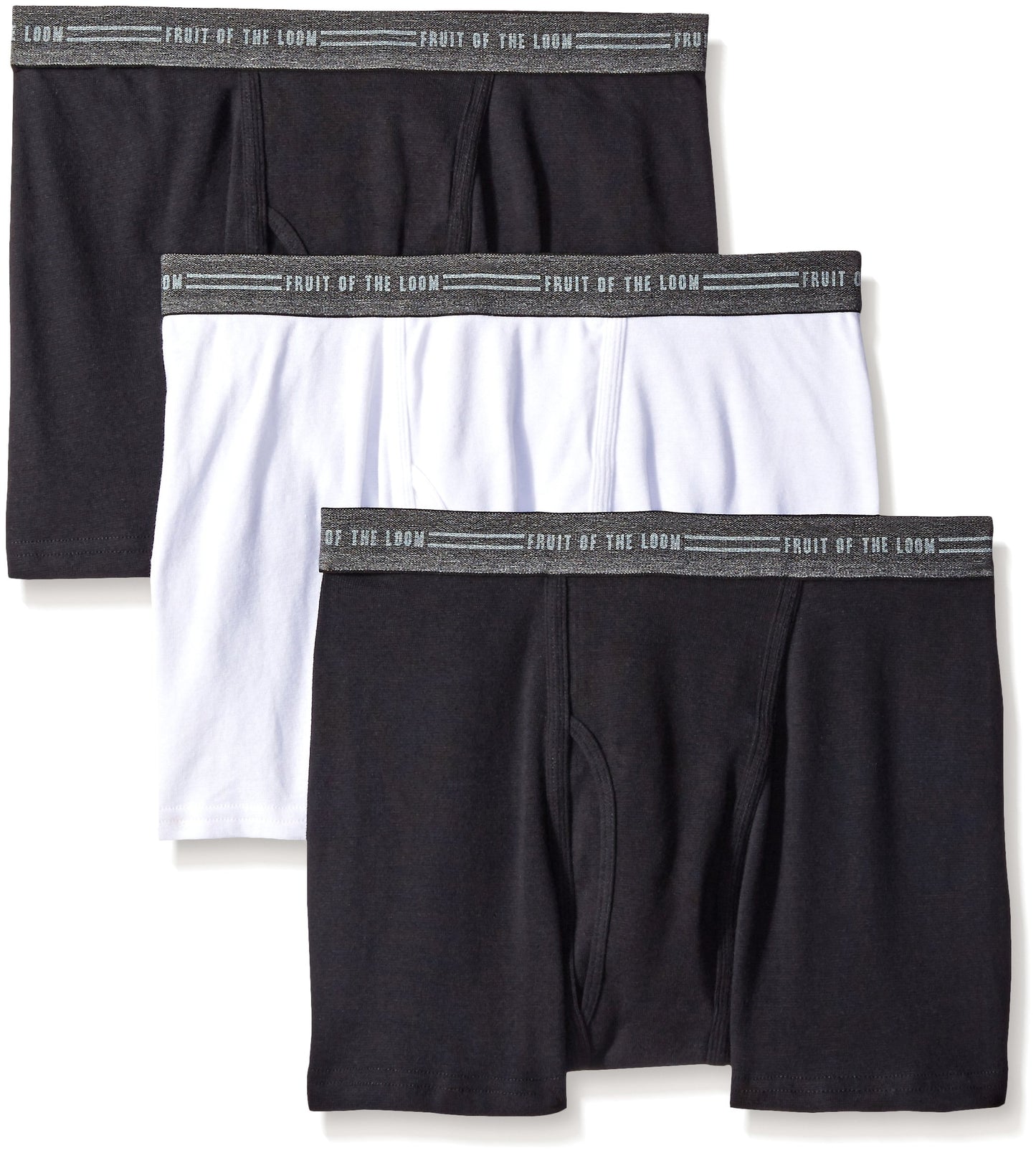 Fruit of the Loom Men's Everyday Active Black Gray Trunk Boxer Brief, Black/Gray, Small(Pack of 3)