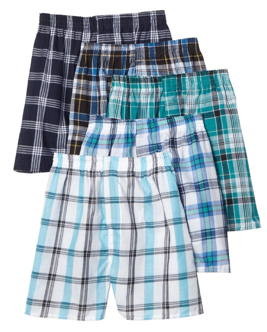 Hanes Men's 5-Pack Tagless Tartan Boxers (XXXX-Large, Fashion Waistband Plaid)