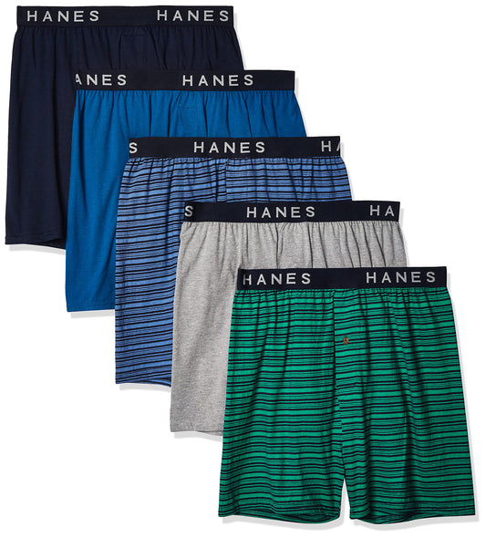 byHanes Hanes Men's 5-Pack Ultimate FreshIQ Dyed Exposed Waistband Knit Boxer With ComfortFlex Waistband - Assorted Colors (Assorted Color, XX-Large)