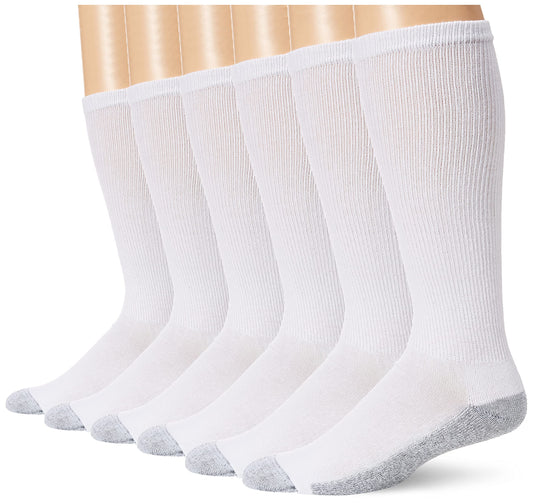Hanes mens Hanes Men's Performance Crew Socks, 6-pair Pack athletic socks, White, 6 12 US