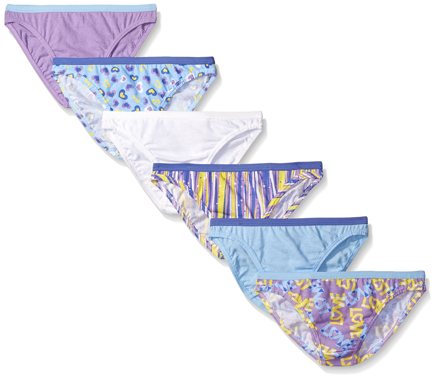 Fruit of the Loom Big Girls 6 Pack Bikini, Assorted, 6
