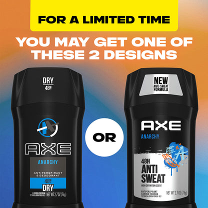 AXE Antiperspirant Stick For Men 48 Hour Sweat and Odor Protection For Long Lasting Freshness, Anarchy Dark Pomegranate And Sandalwood Men's Deodorant 2.7oz 4 Count