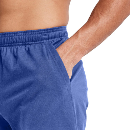 Hanes Men's Originals Cotton Pockets, Pull-On Jersey Gym Shorts, 7", Deep Forte Blue