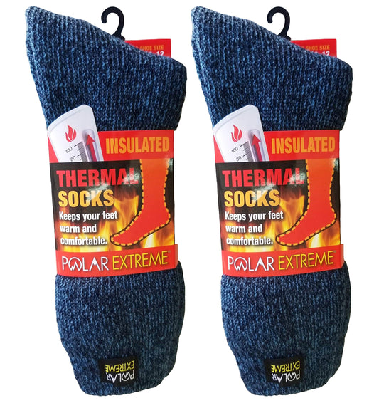 Polar Extreme Men's Thermal Sock Pack of 2 (Navy/Black)