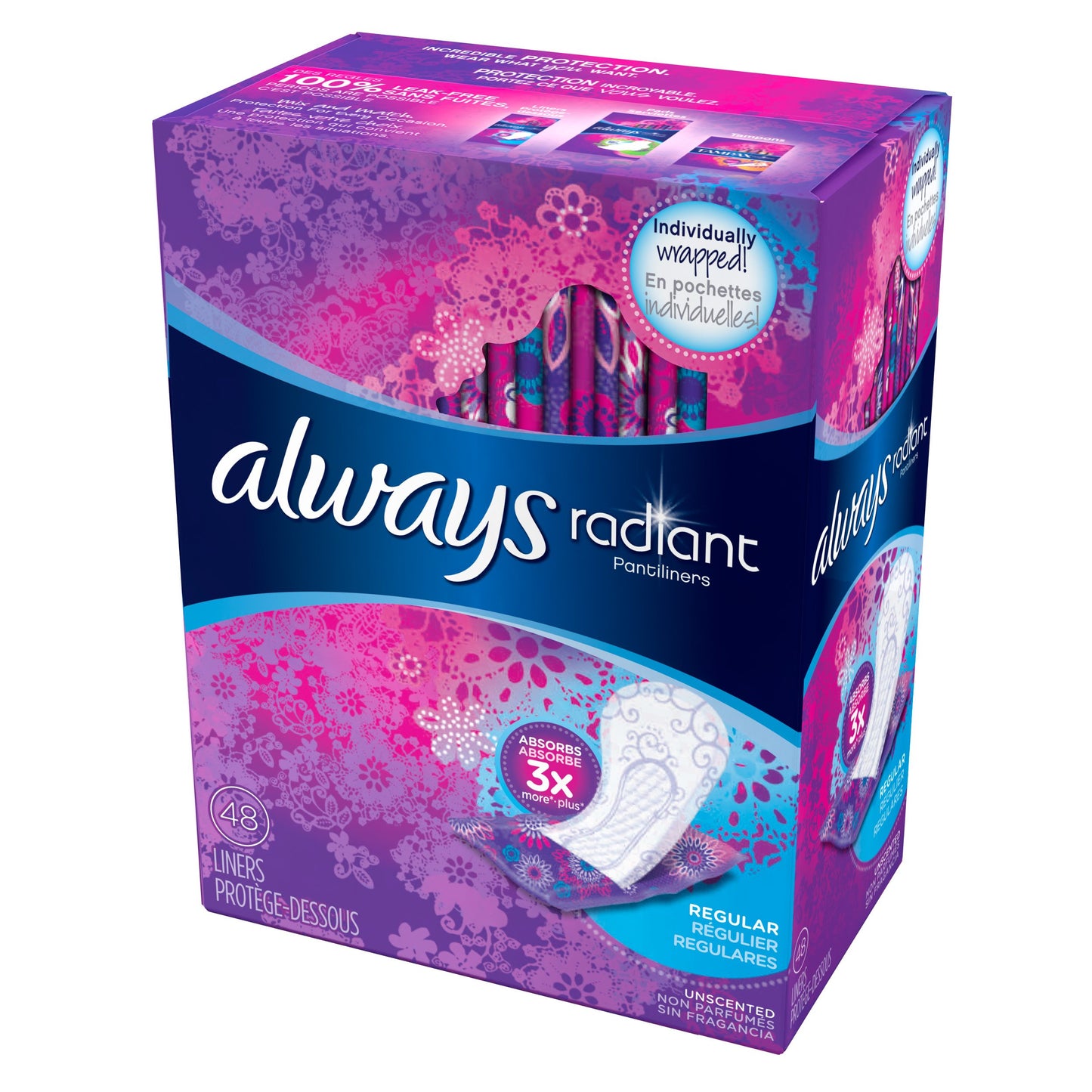Always Always Radiant Liners, 48 Count