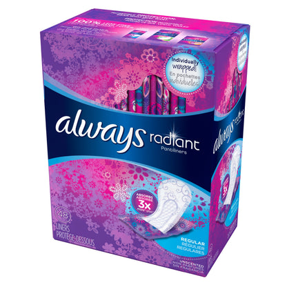 Always Always Radiant Liners, 48 Count