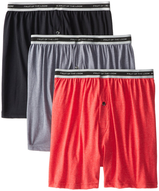Fruit of the Loom Men's Sure Fit Knit Boxers, Assorted, Medium(Pack of 3)