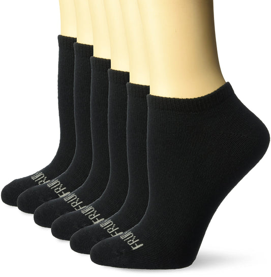 Fruit of the Loom Women's Plus 6-Pair No Show Socks, White/Pink/Blue/Purple, Shoe Size: 8-12
