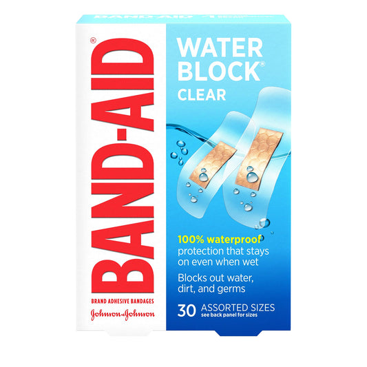 BAND-AID Bandages Water Block Plus Clear Assorted Sizes 30 Each (Pack of 2)