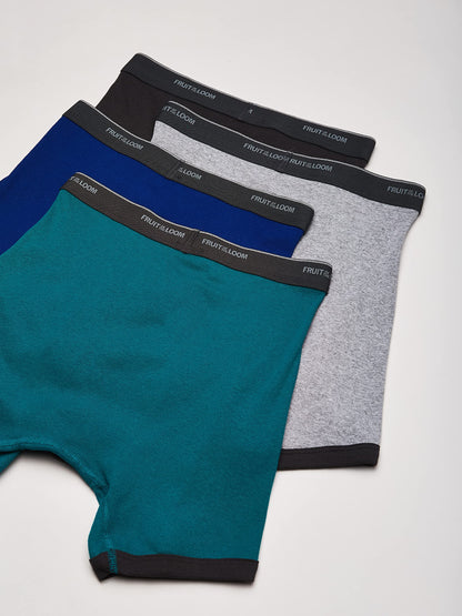 Fruit of the Loom Men's Low Rise Ringer Boxer Brief, Assorted, X-Large(Pack of 4)