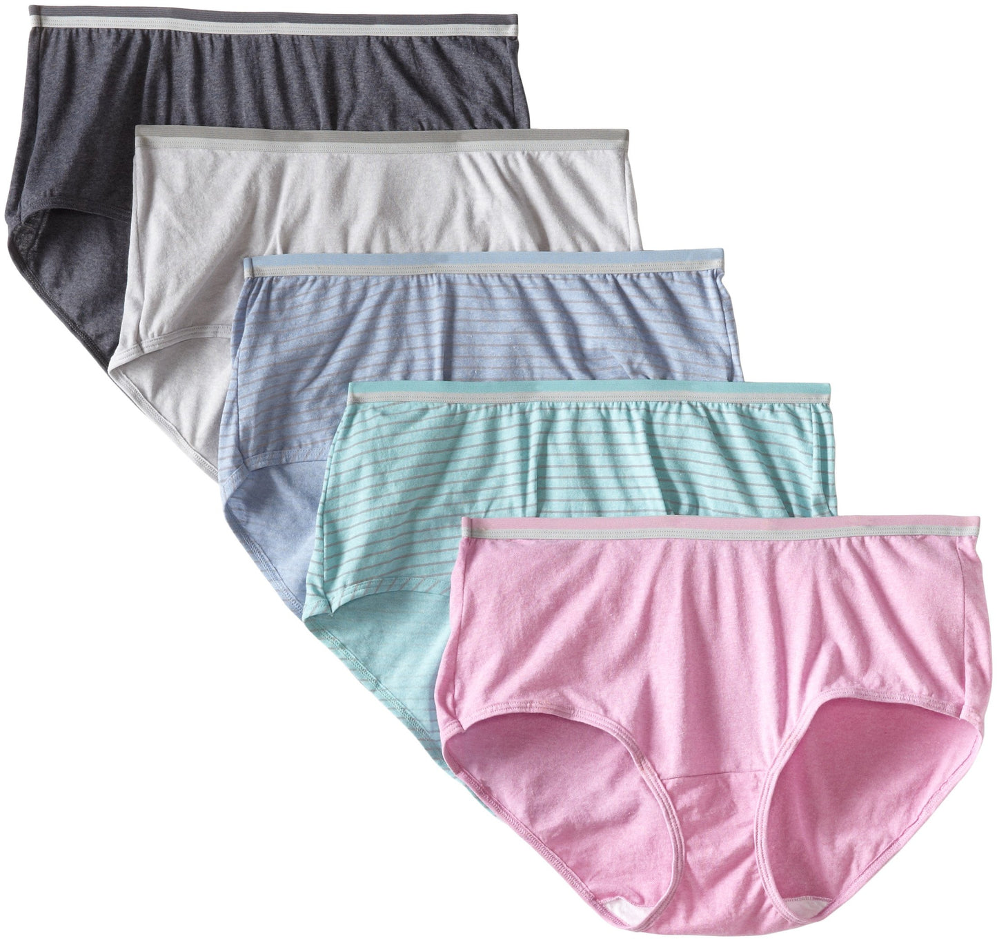 Fruit of the Loom Women's Plus Size Fit for Me 5 Pack Assorted Cotton Brief Panties (Wardrobe, 6)