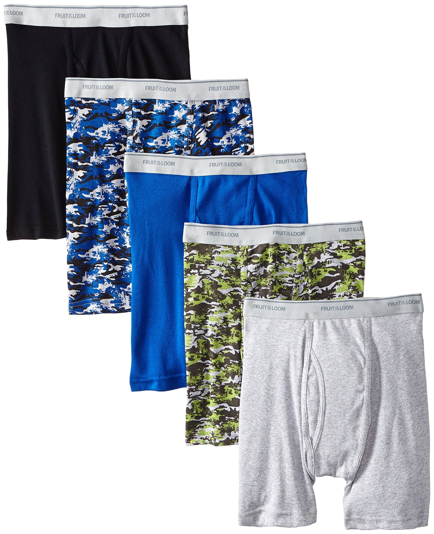 Fruit of the Loom Men's No Ride Up Boxer Brief, Stripe/Solid - Traditional Fly, Large
