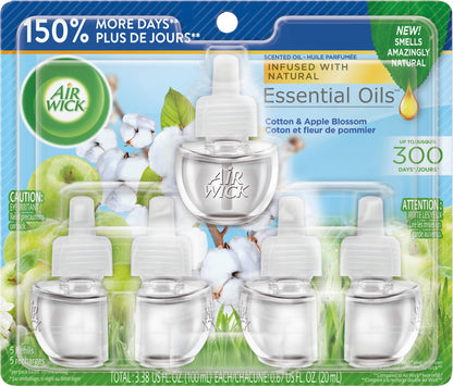 Air Wick Plug in Scented Oil Refill, 5ct, Driftwood & Sea Spray (Turquoise Oasis), Essential Oils, Air Freshener