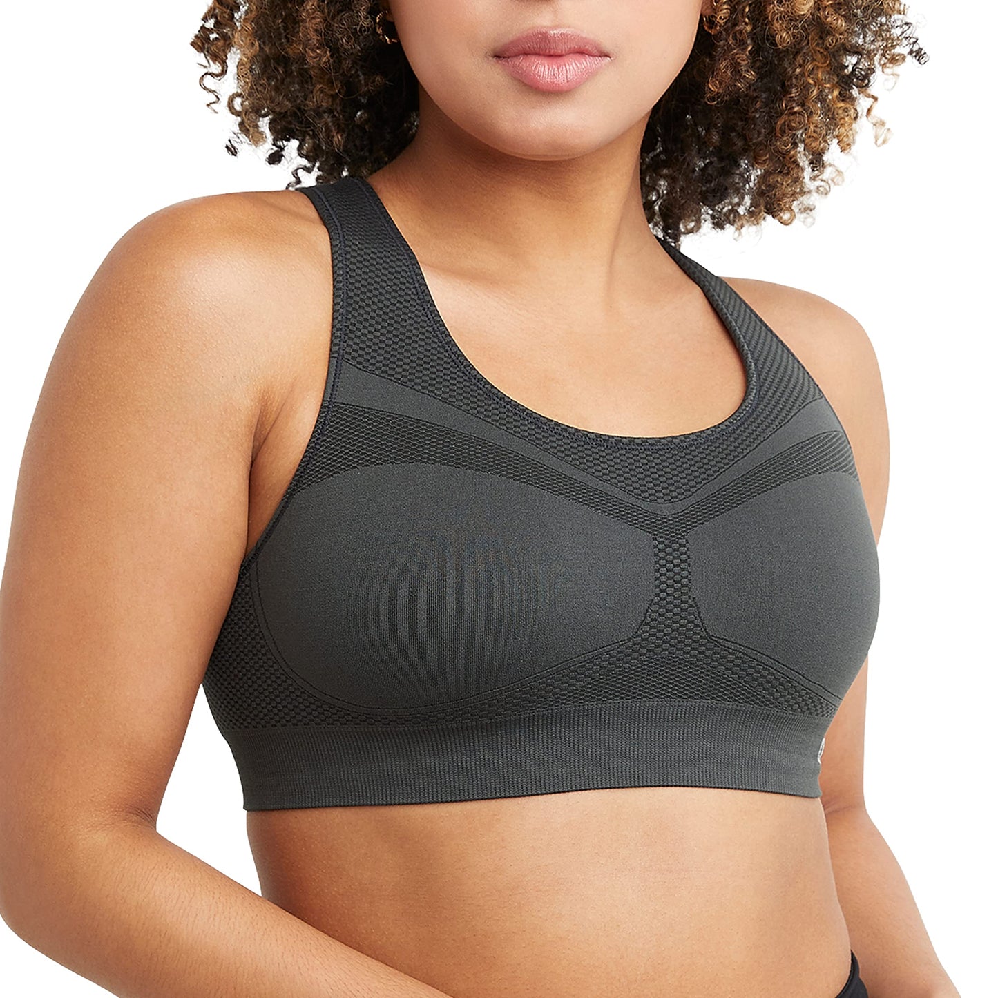 Champion, Infinity Racerback, Moderate Support, Seamless Sports Bra for Women, White, X-Small