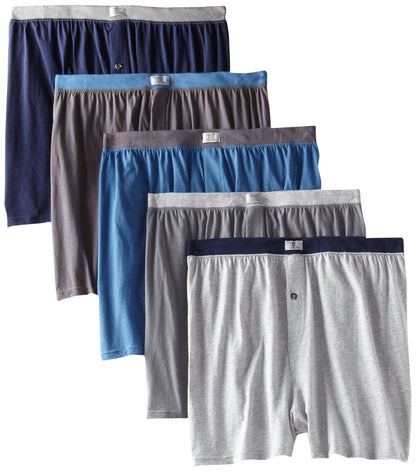Fruit of the Loom Men's Exposed Waistband Knit Boxer (5 Pack), Assorted, X-Large