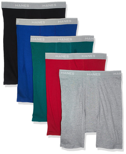 Hanes byHanes Men's Classics 5 Pack Boxer Brief (Assorted, Blue, Size XXX-Large
