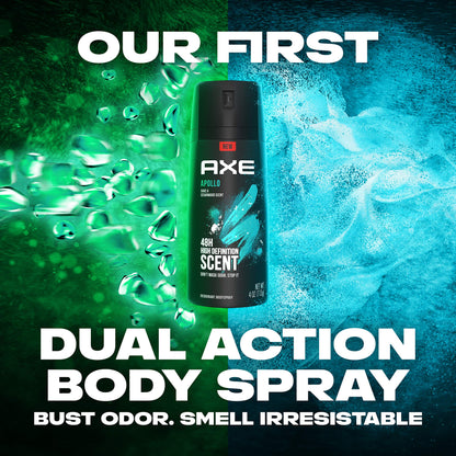 AXE Apollo Body Spray Deodorant For Long-Lasting Odor Protection, Sage And Cedarwood Deodorant For Men Formulated Without Aluminum 4.0 Oz (Pack of 12)
